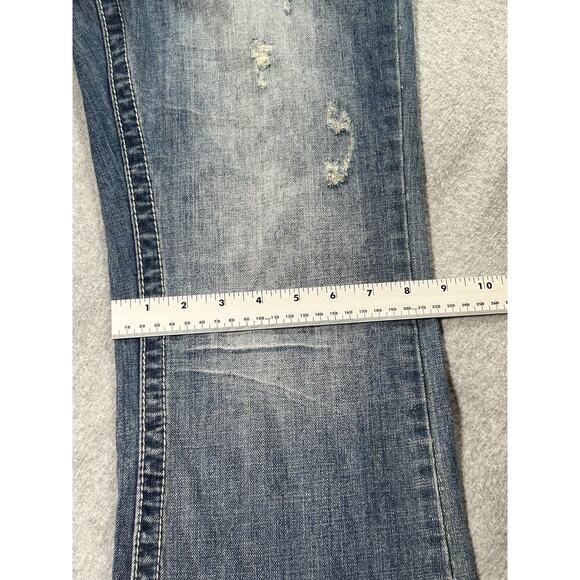 T.K. Axel Jeans Mens W32 L32 Wolcott Boot Cut Distressed Ripped Blue Denim - Picture 9 of 16